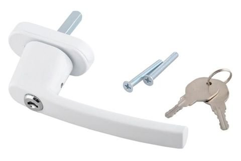 Maner Fereastra cu Lacat, Alb, Dimensiuni Externe 13/2 cm, Greutate 250g, Chei si Suruburi de Montaj Incluse