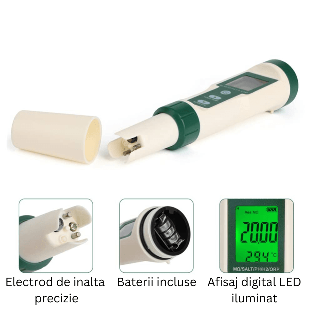 Tester de calitate a apei 10 in 1 (PH/TDS/EC/ORP/S.G/Salinitate/Temperatura/H2/Fertilitate/Rezistivitate) - 4 | YEO