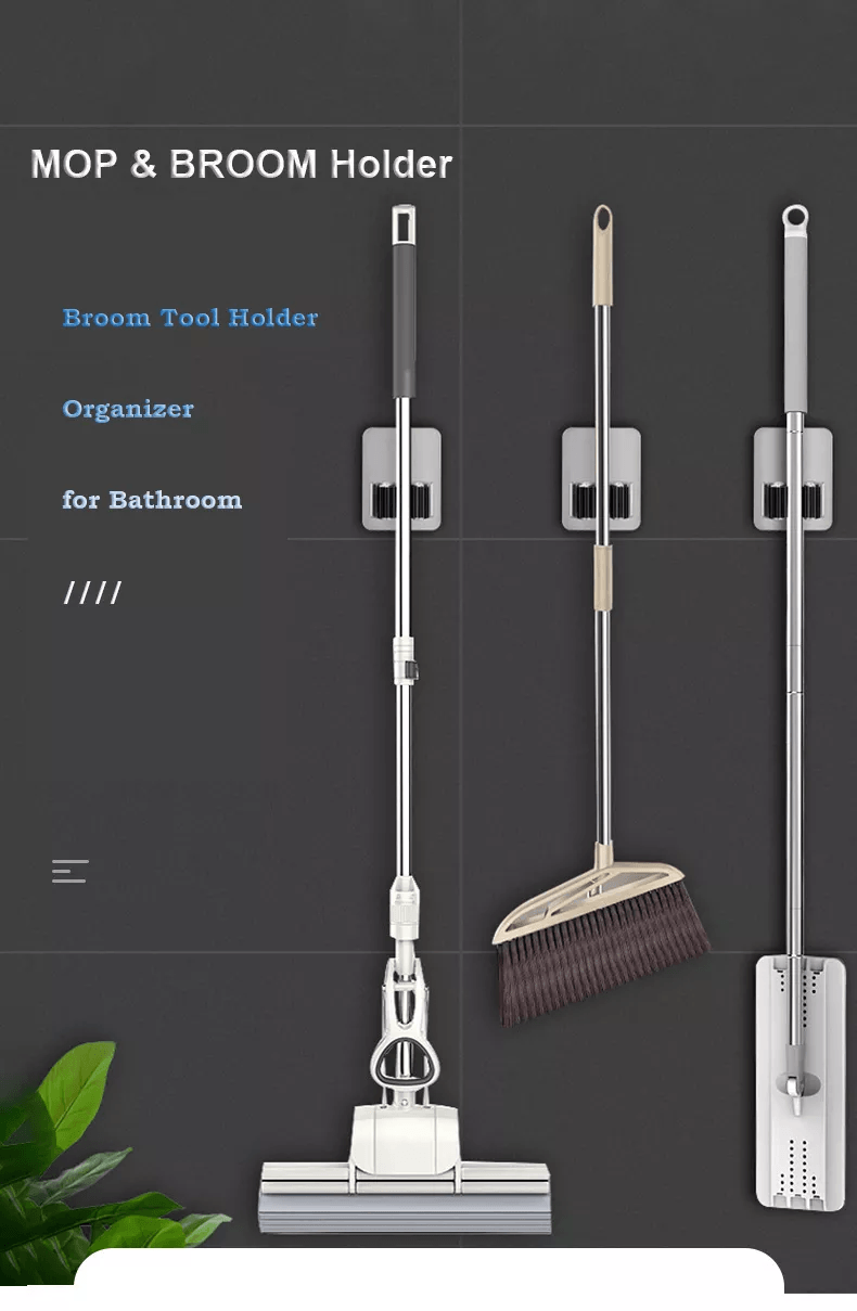 Set 2 Suporturi Adezive pentru Matura Mop sau Unelte cu Sustinere pana la 3 kg Negru — imaginea 3