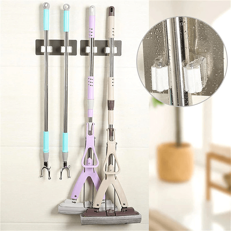 Set 2 Suporturi Adezive pentru Matura Mop sau Unelte cu Sustinere pana la 3 kg Negru — imaginea 4