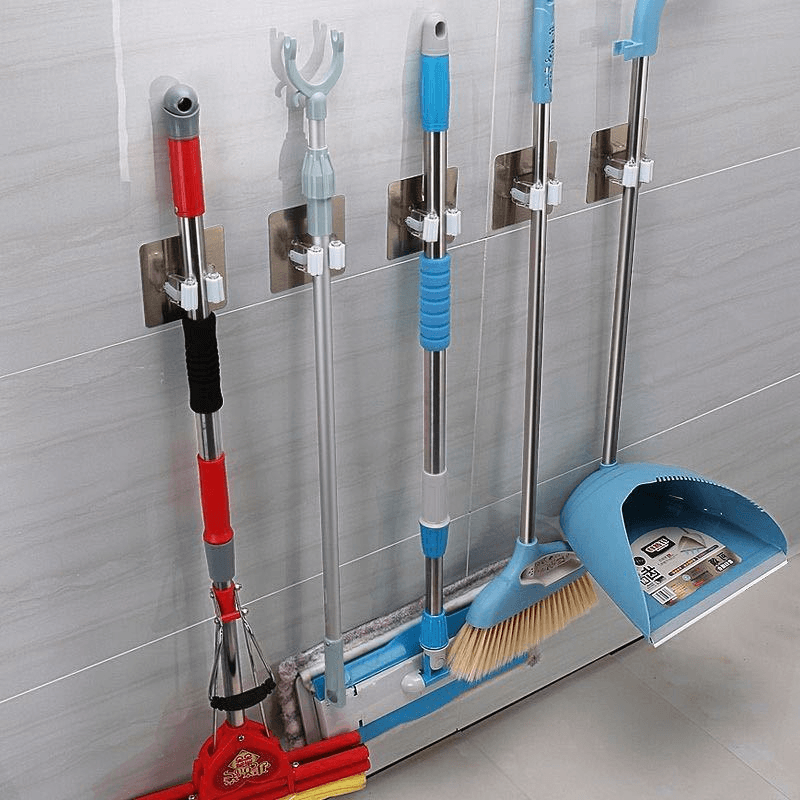 Set 2 Suporturi Adezive pentru Matura Mop sau Unelte cu Sustinere pana la 3 kg Negru — imaginea 5