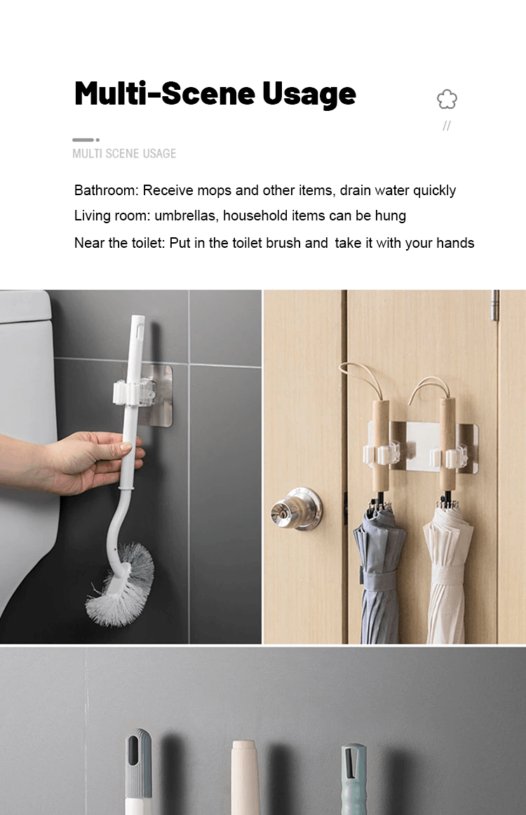 Set 2 Suporturi pentru Matura Mop sau Unelte Autoadezive cu Sustinere pana la 3 kg Alb — imaginea 4