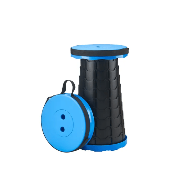 Scaun Telescopic Pliabil pentru Camping Pescuit Drumetii de Tip Geanta Sarcina Maxima 150 kg Albastru - Negru