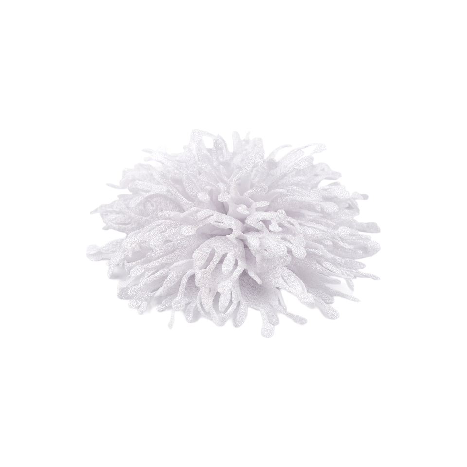 Floare textila pentru lipit sau cusut pe haine, diametru 10 cm, Alb
