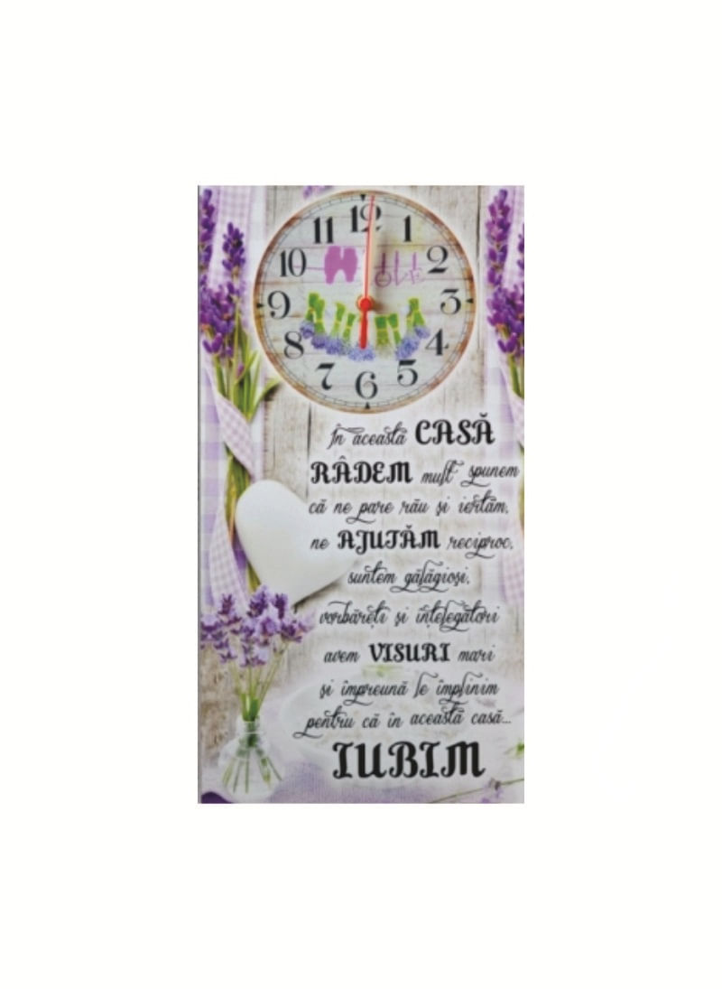 Tablou cu mesaj si ceas - lavanda