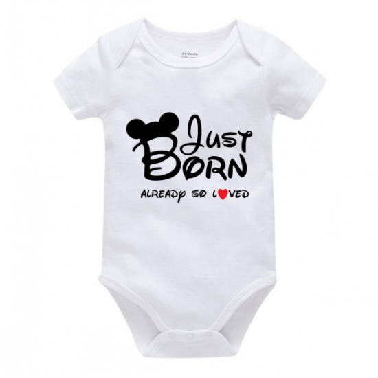 Body alb personalizat \'Just Born Already so Loved\', 0-3 luni