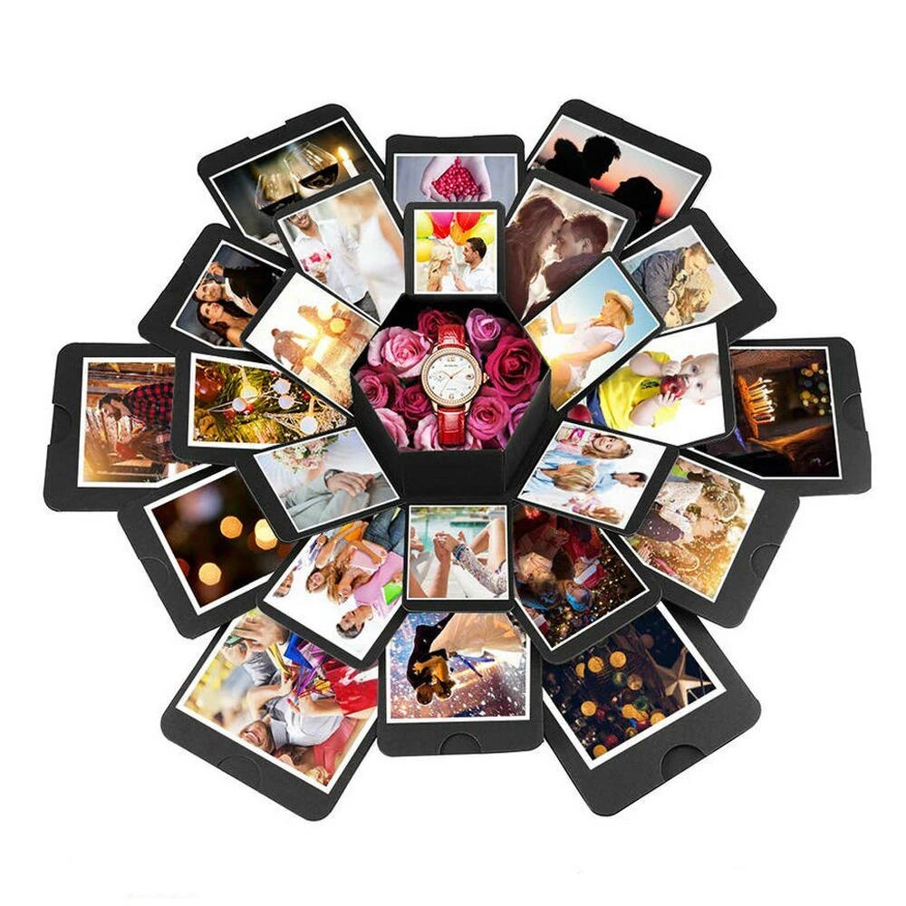 Cutie exploziva personalizata cu fotografii, hexagonala culoare neagra, 40 x 40 x 43 cm - 4 | YEO