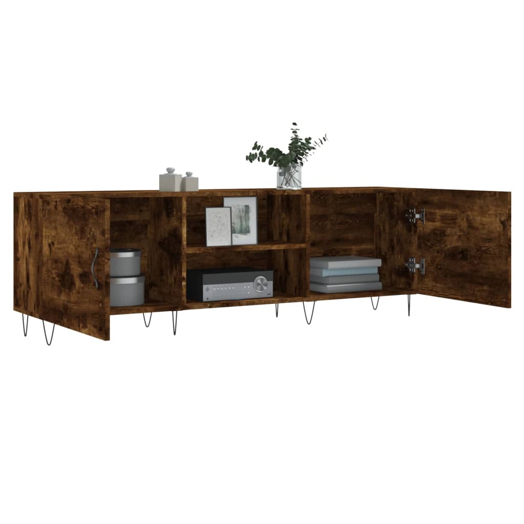 Comoda TV, stejar fumuriu, 150x30x50 cm, lemn compozit — imaginea 4