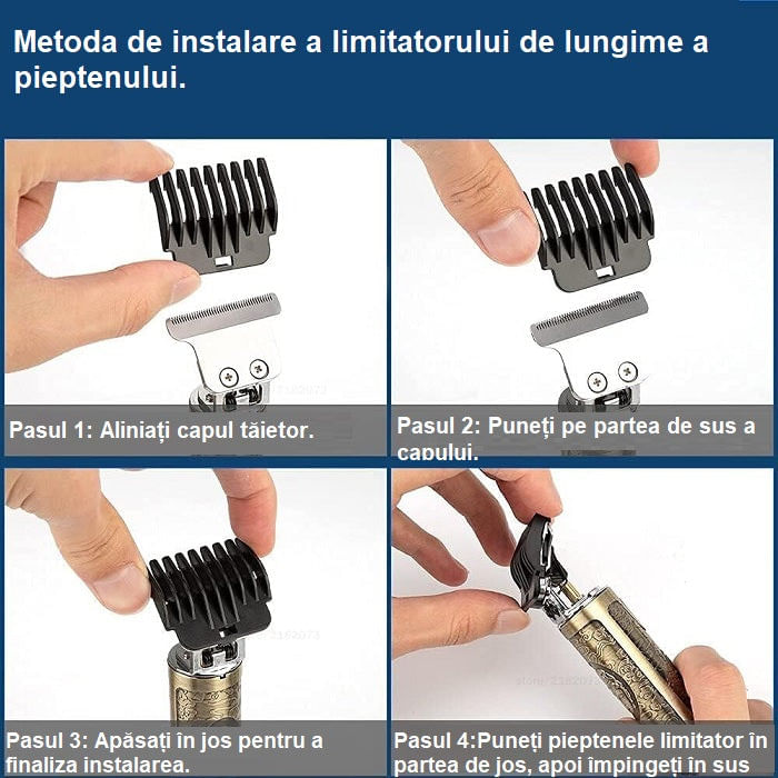 Masina profesionala de tuns barba si contur,Fara fir/Portabil, Auriu - Auriu - imagine 6