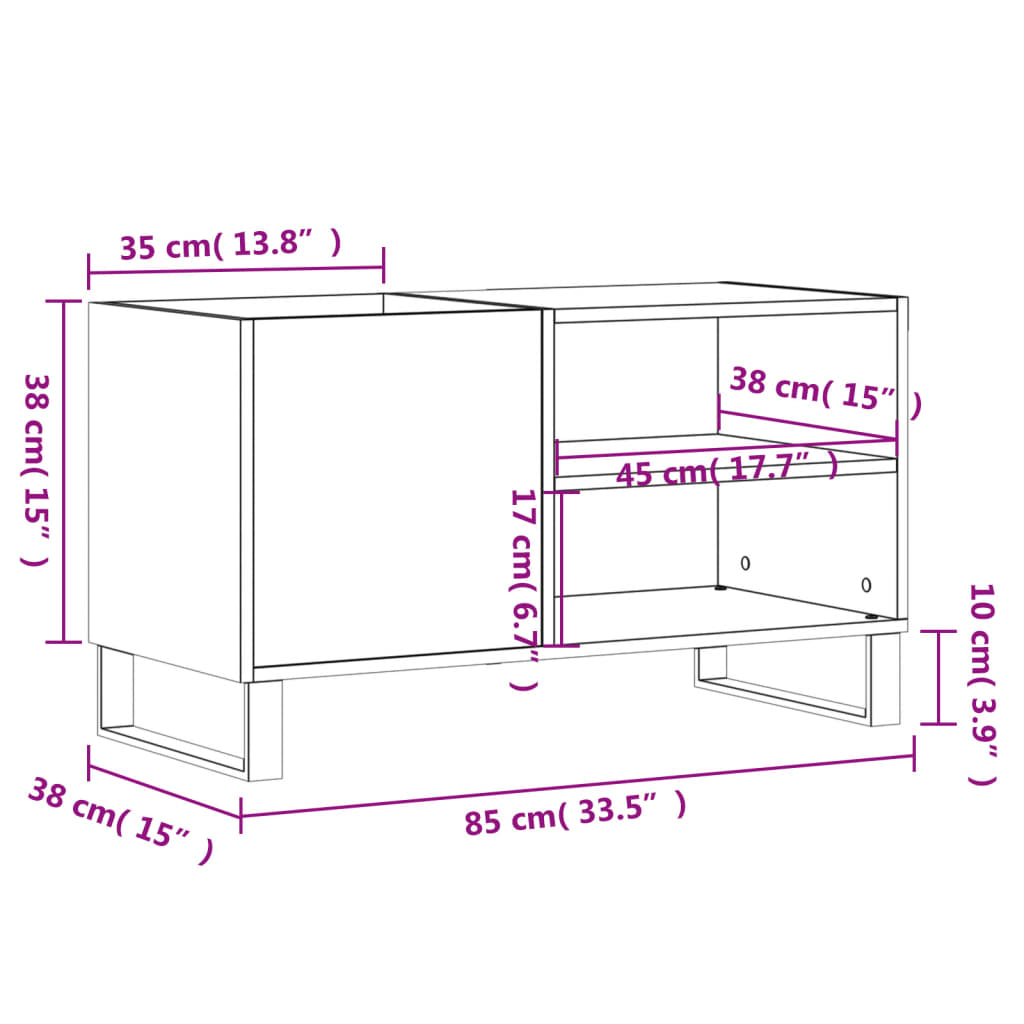Dulap pentru discuri stejar sonoma 85x38x48 cm lemn prelucrat — imaginea 9