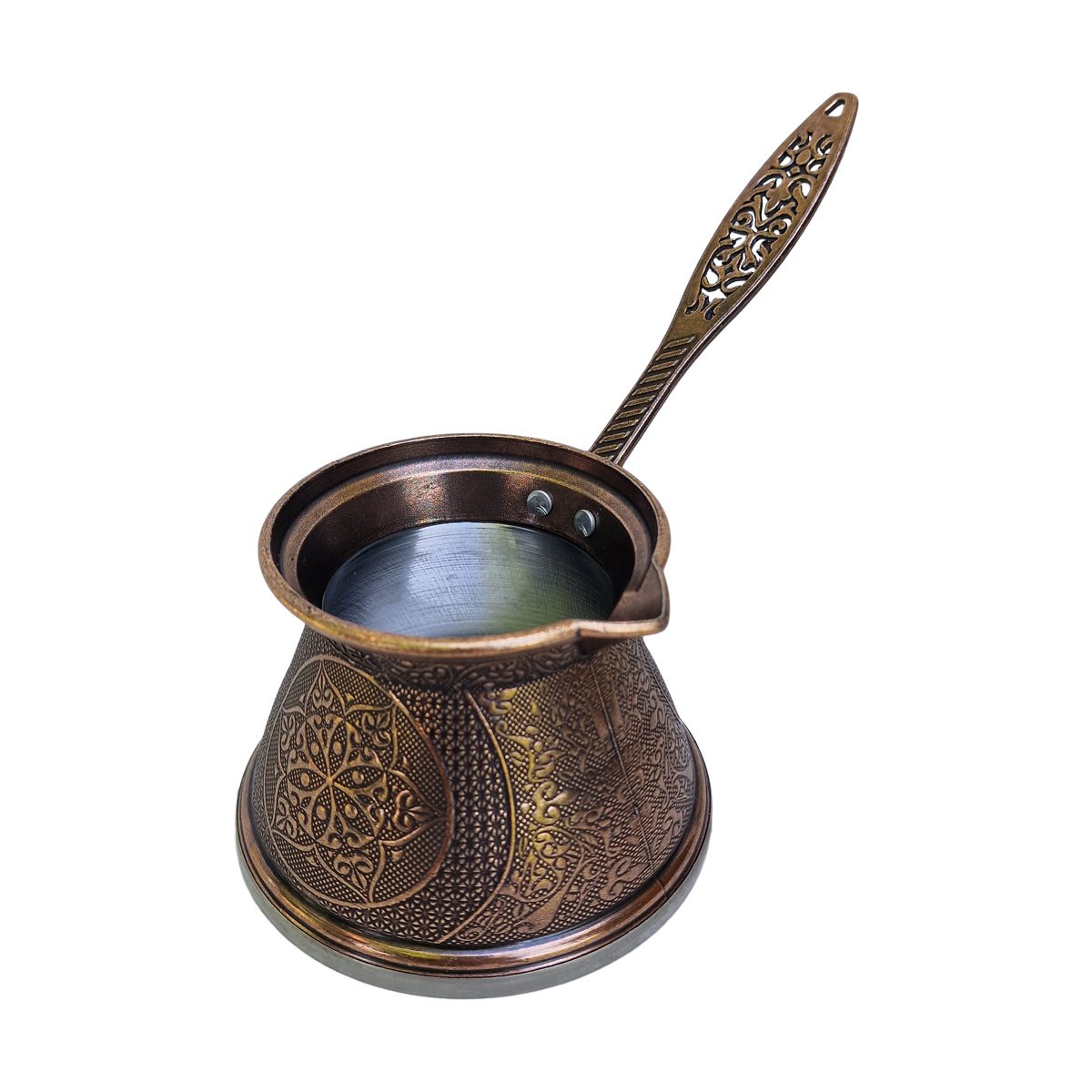 Ibric turcesc stil ottoman special pentru inductie, 300 ml, Ø10.5xH7.5 cm - Argintiu