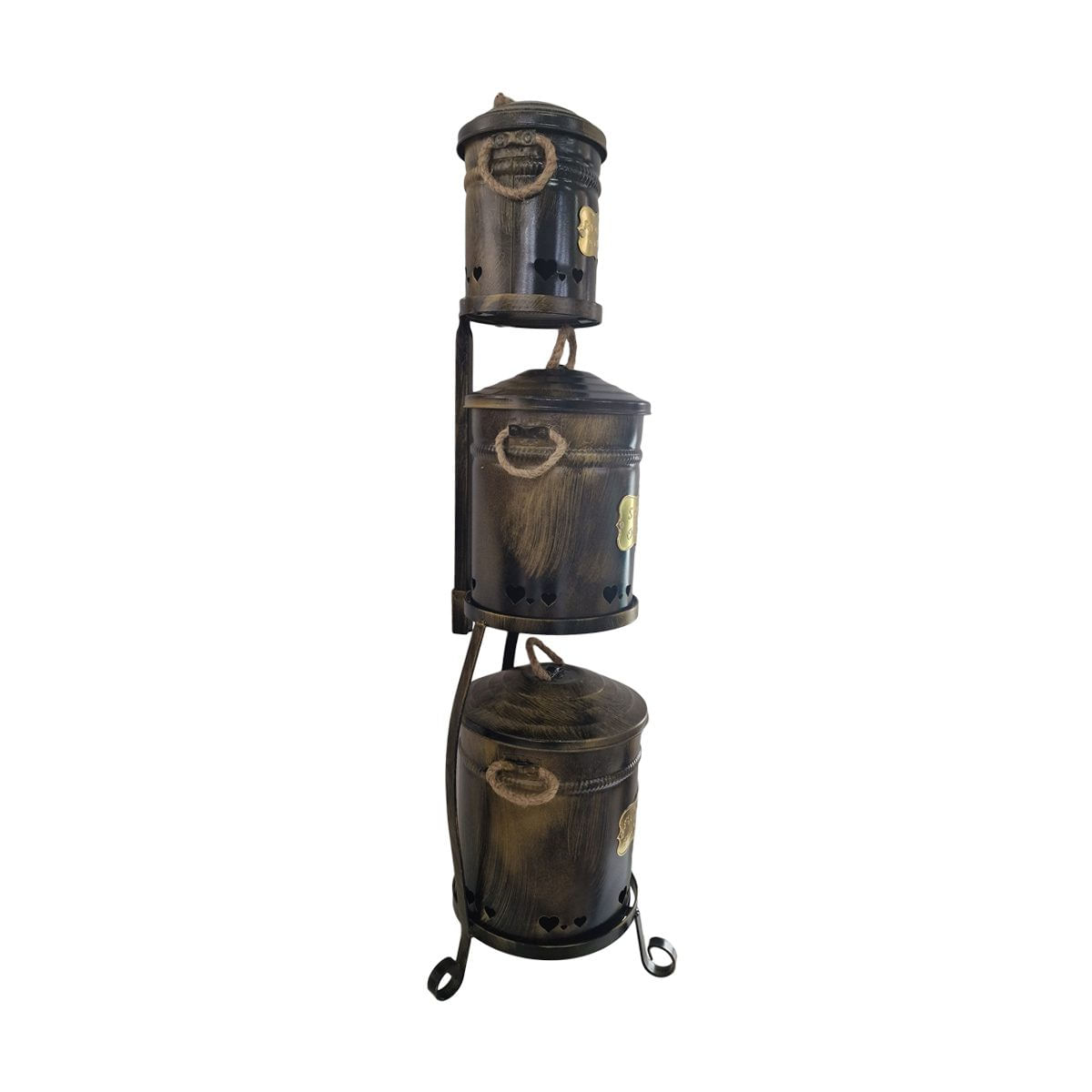 Suport cu 3 cosuri cu capac metallic multifunctional, Ø29xh92 cm — imaginea 2