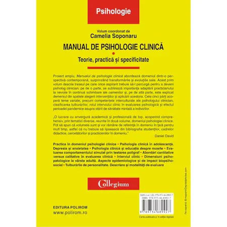 Manual de psihologie clinica, Volumul I. Teorie, practica si specificitate, Camelia Soponaru - 1 | YEO