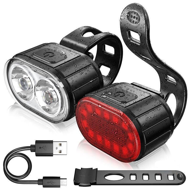 Set Lumini Bicicleta, Far si Stop LED,Negru - Negru - 3 | YEO