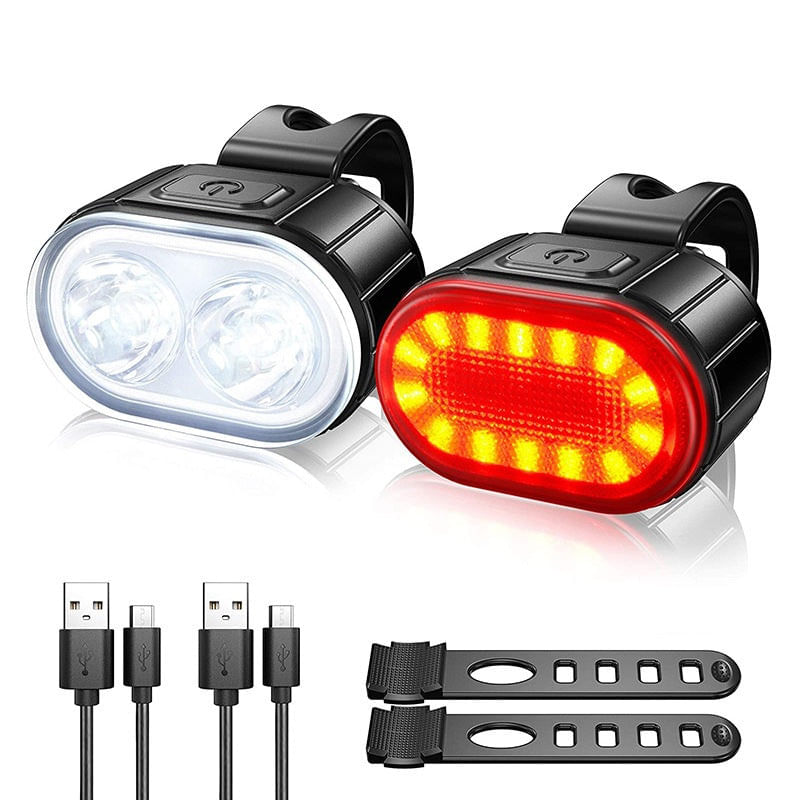Set Lumini Bicicleta, Far si Stop LED,Negru - Negru - 4 | YEO