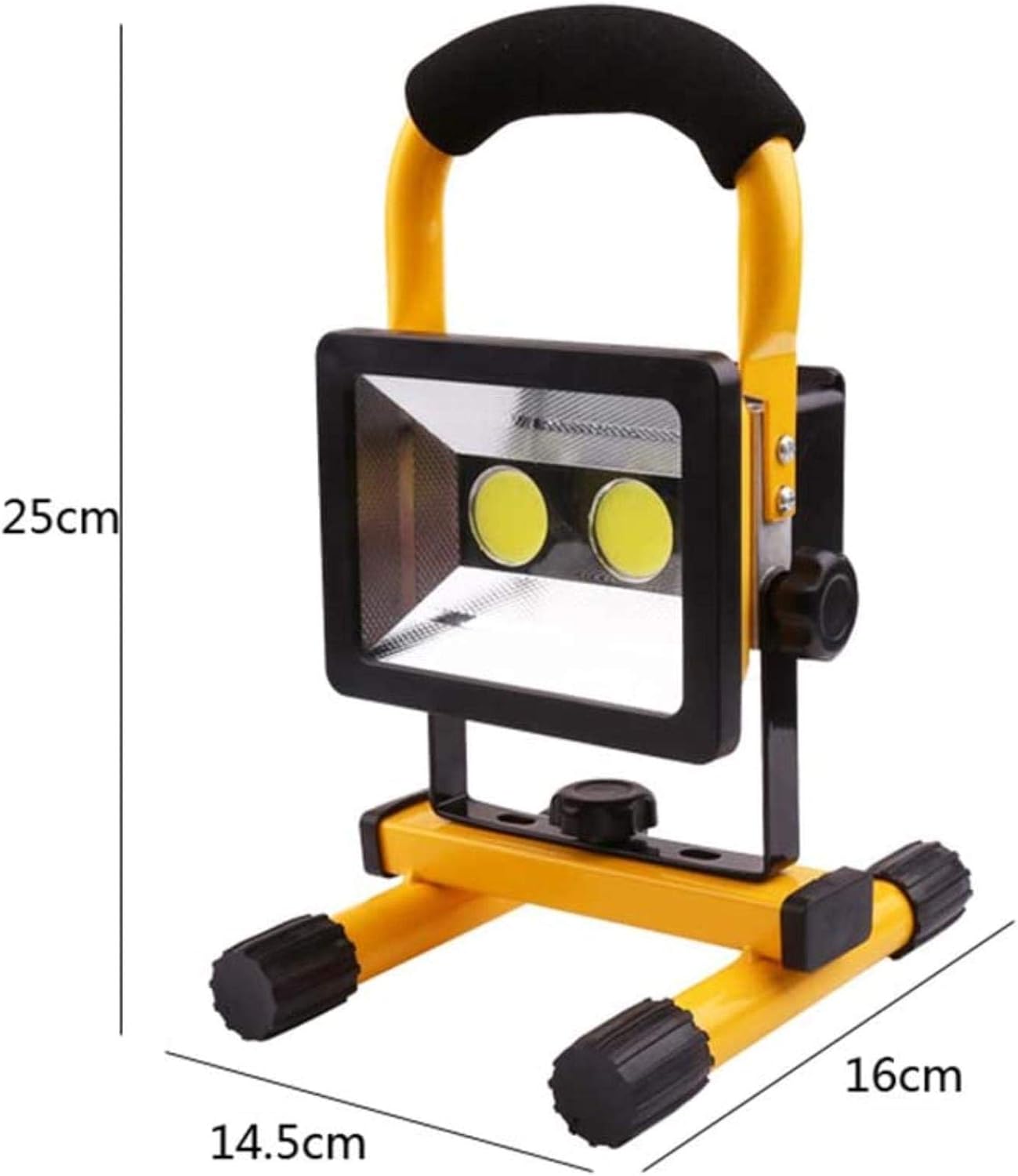 Lampa de lucru tip proiector cu 2 LED-uri 50W - Galben/Negru — imaginea 2