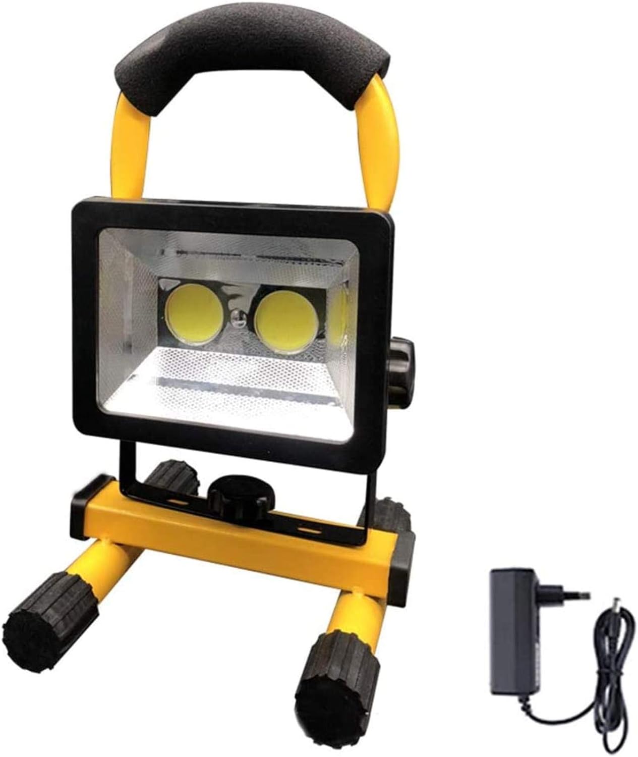 Lampa de lucru tip proiector cu 2 LED-uri 50W - Galben/Negru — imaginea 3