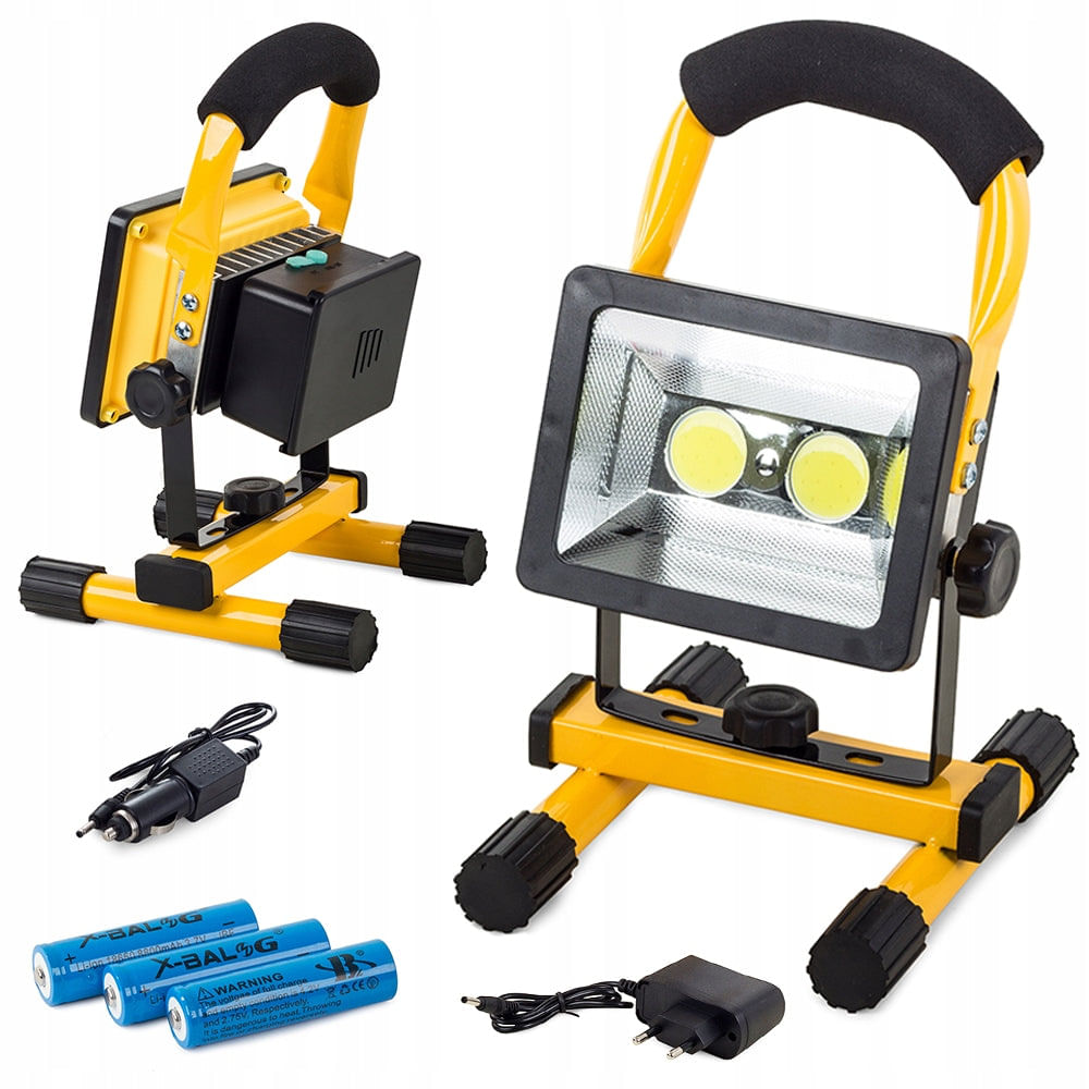 Lampa de lucru tip proiector cu 2 LED-uri 50W - Galben/Negru — imaginea 6