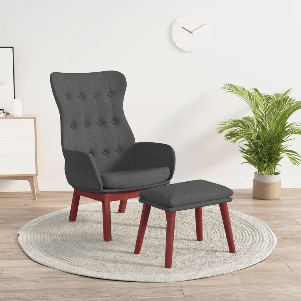 Fotoliu de relaxare cu taburet, gri deschis, textil — imaginea 2