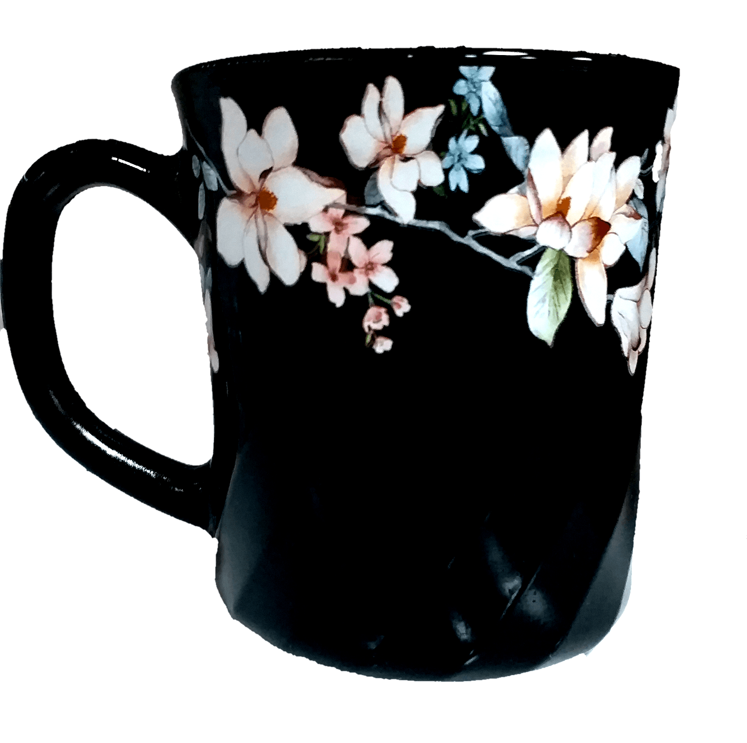 Cana neagra, opal, adanca, 290ml, model floral multicolor