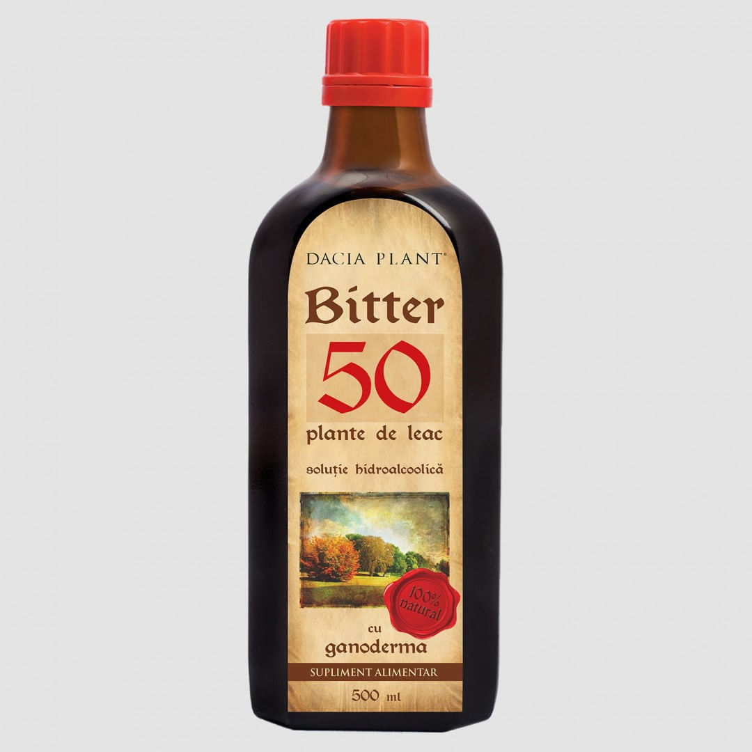 Bitter din 50 Plante de Leac cu Ganoderma, tinctura, 500ml, Dacia Plant