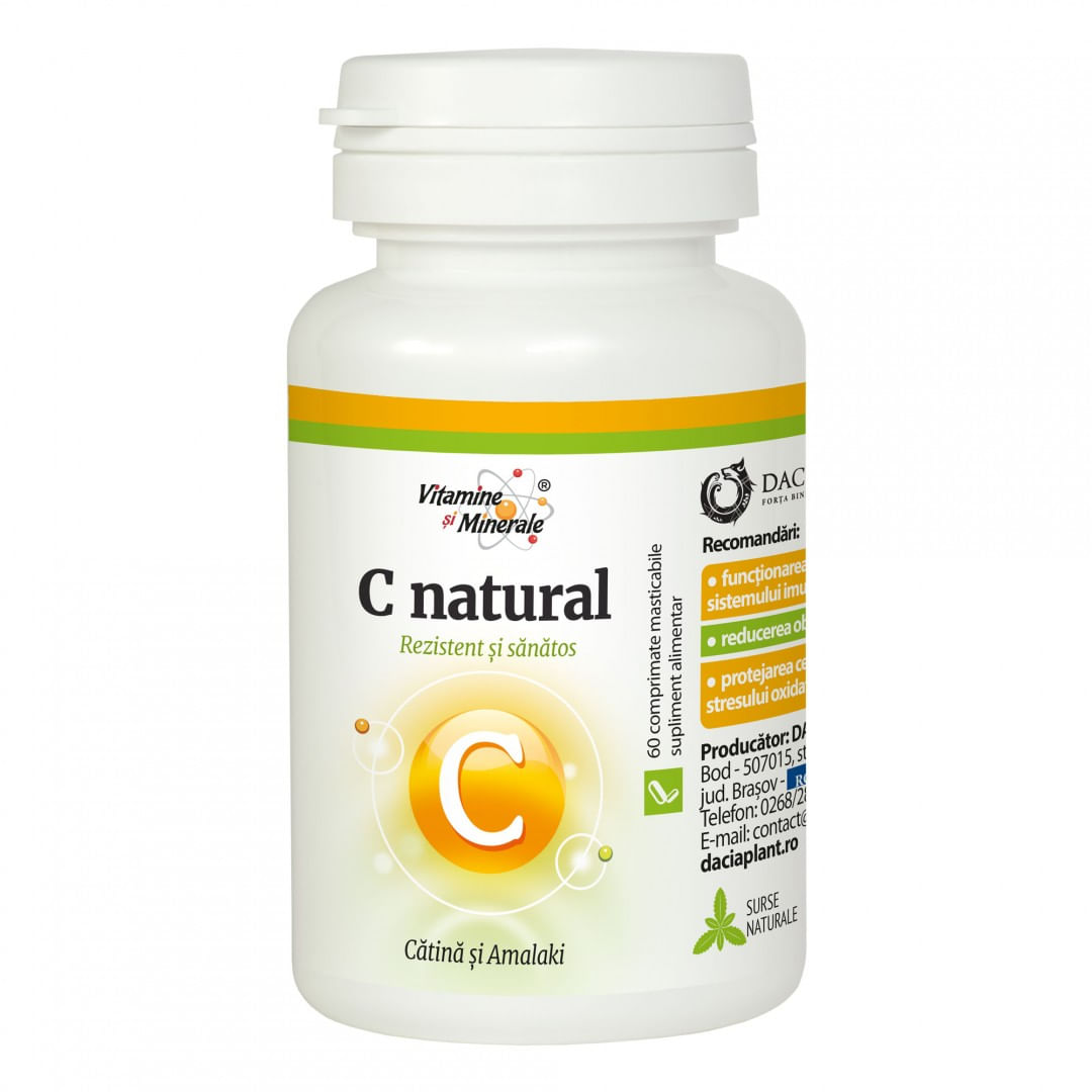 Vitamina C Natural, Catina si Amalaki, 60 comprimate, masticabile, Dacia Plant