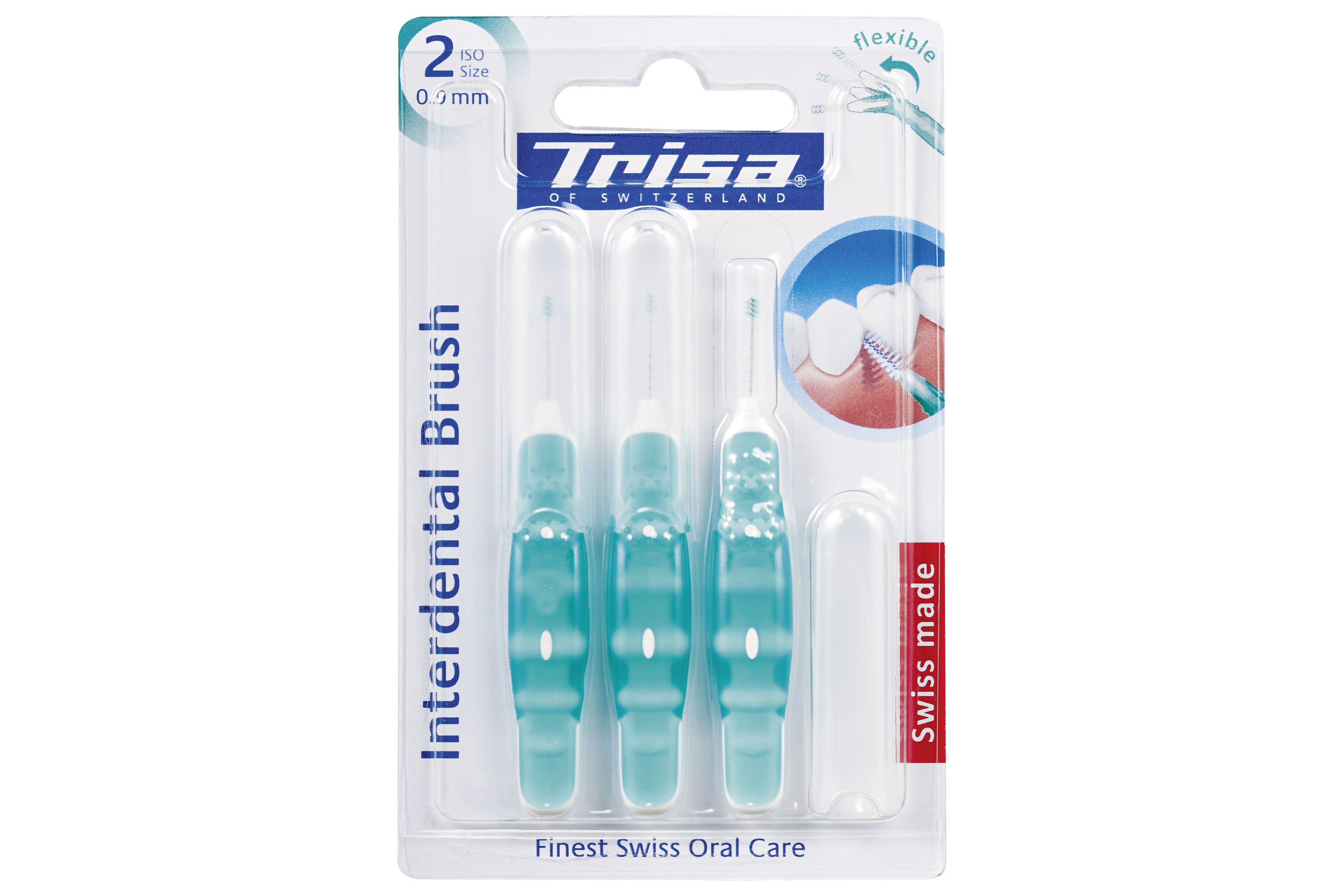 Periuta de dinti manuala interdentara flexibila Trisa Interdental Brush Iso 2, 0.9 mm 667145, green, verde