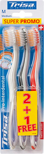 Periuta de dinti manuala Trisa Pro Interdental Trio Medium 682179, multicolor