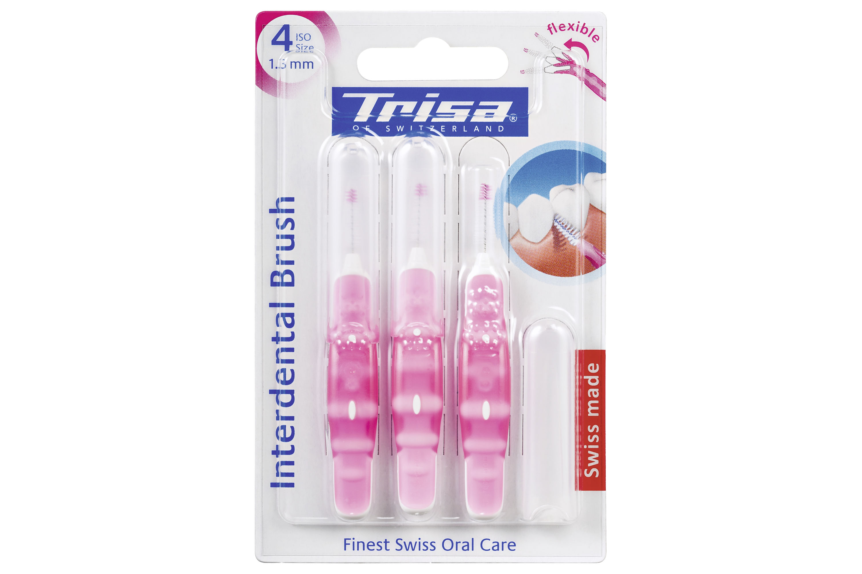 Periuta de dinti manuala interdentara flexibila Trisa Interdental Brush Iso 4, 1.3 mm 667153, pink, roz