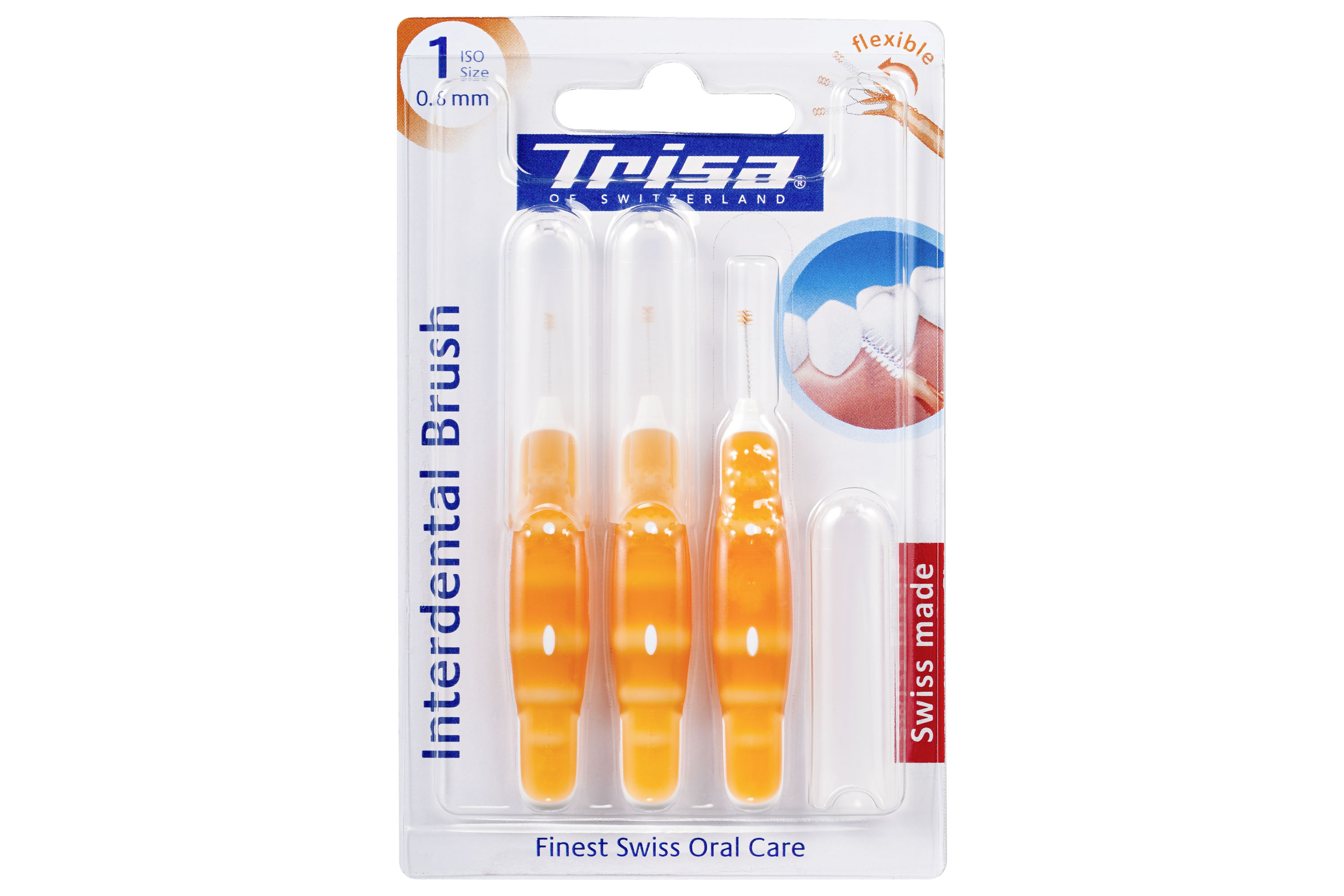 Periuta de dinti manuala interdentara flexibila Trisa Interdental Brush Iso 1, 0.8 mm 667137, orange, portocaliu