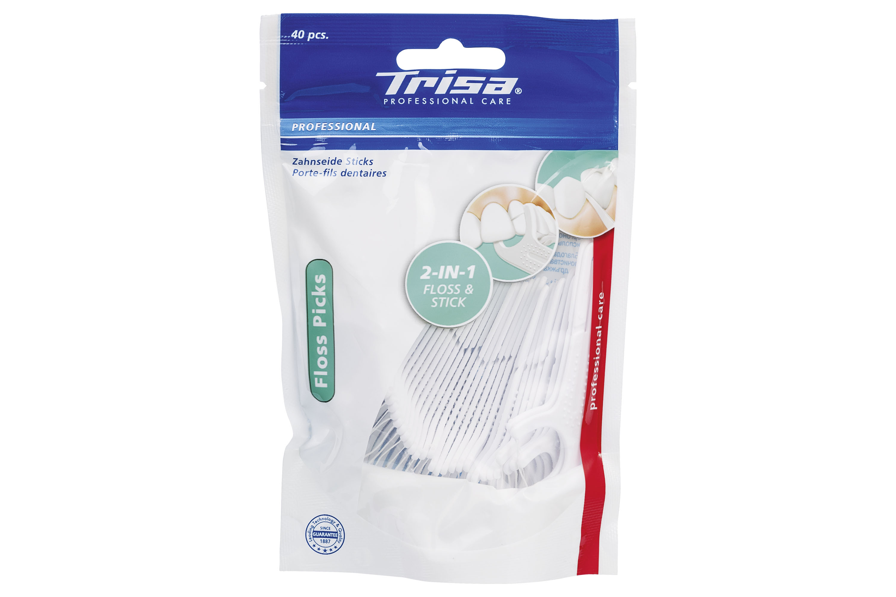 Ata dentara cu scobitoare Trisa Floss Picks 40 buc./pachet 647934, alb