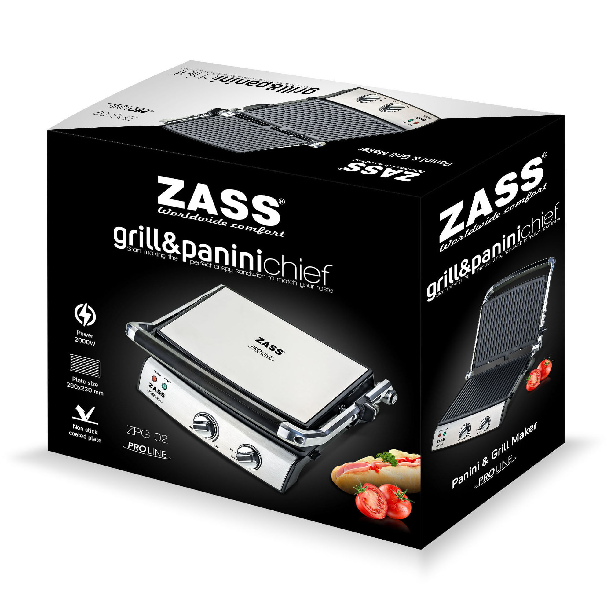 Grill & Panini Chef Inox Zass ZPG 02, argintiu - 4 | YEO