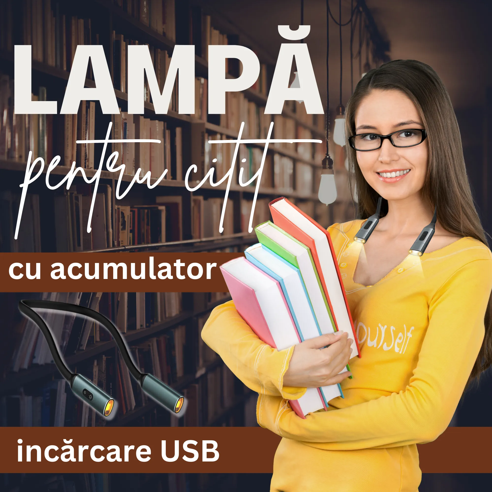 Lampa pentru citit, cu acumulator incorporat,Katlion,pozitionare pe gat cu 3 pozitii de luminare,3 nivele de intensitate - 1 | YEO