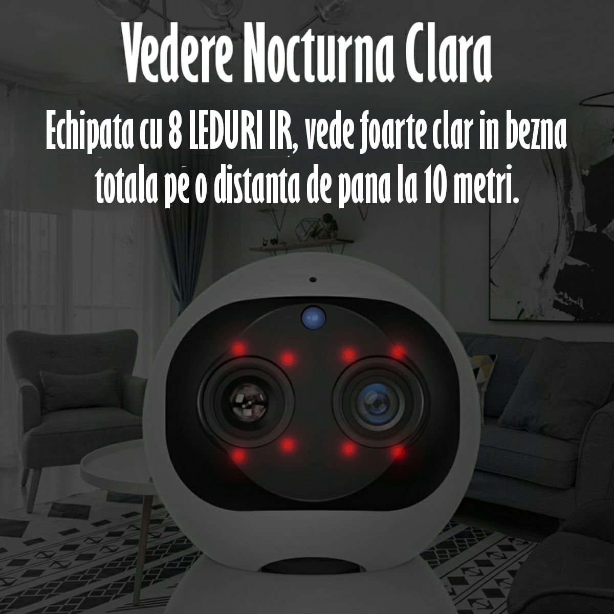 Baby Monitor, FullHD 2MP,Auto Tracking, Vedere Nocturna, Audio-Video,Rotire automata, Rezolutie 1920x1080,Senzor Miscare - 2 | YEO