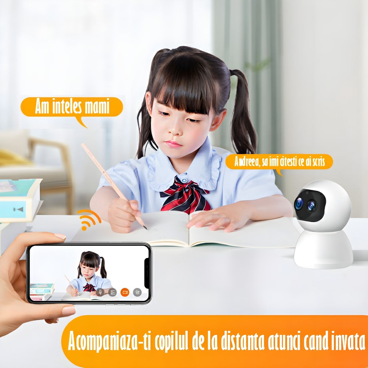 Baby Monitor, FullHD 2MP,Auto Tracking, Vedere Nocturna, Audio-Video,Rotire automata, Rezolutie 1920x1080,Senzor Miscare - 4 | YEO