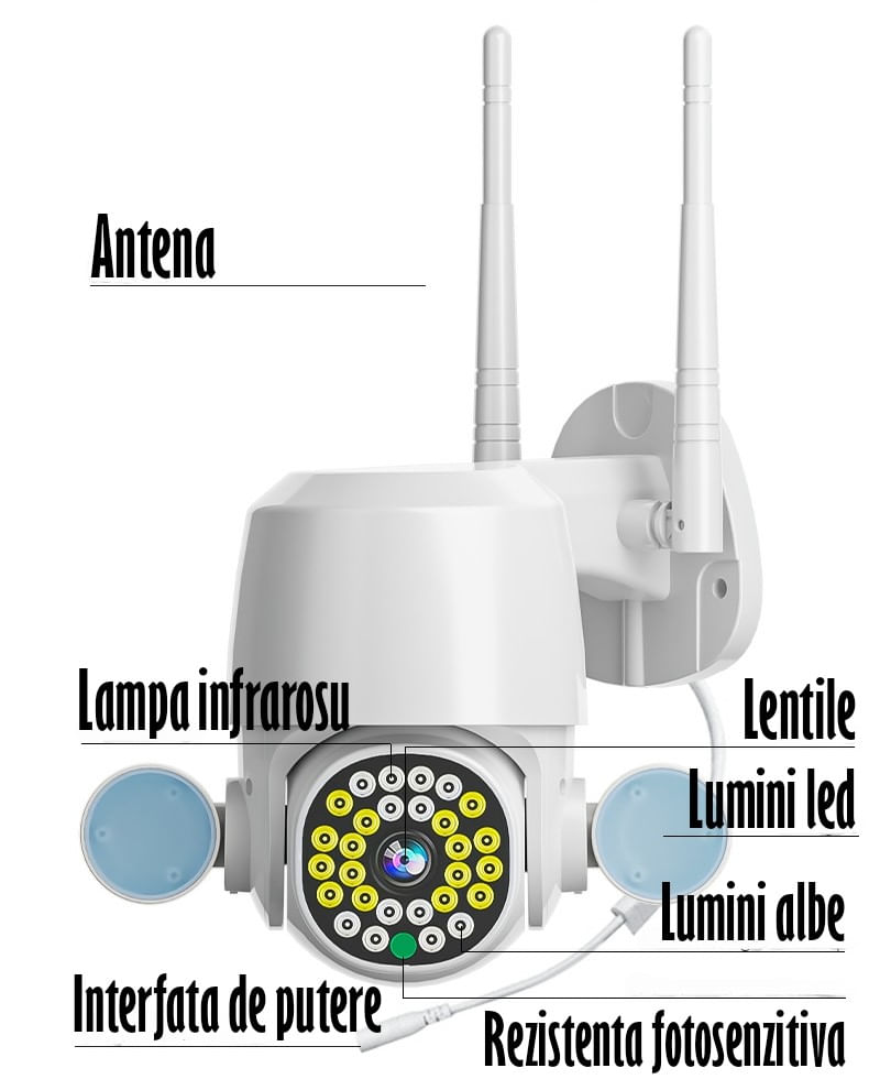 Camera de Supraveghere Video REVOSE™ 5MP 2560x1920, Aplicatie Dedicata, Intelligent Tracking, PTZ, WIFI, Lan, AP hotspot