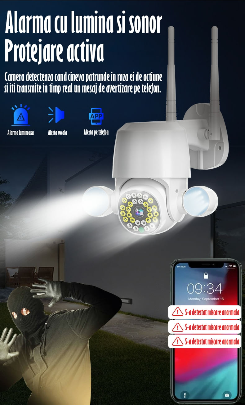 Camera de Supraveghere Video REVOSE™ 5MP 2560x1920, Aplicatie Dedicata, Intelligent Tracking, PTZ, WIFI, Lan, AP hotspot - 4 | YEO