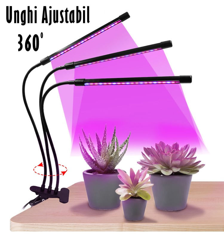 Lampa UV pentru Cresterea Plantelor , 4 picioare,120 LED-uri,40w,Temporizator,Corp Reglabil, Clips,Adaptor USB,Lumina UV — imaginea 17