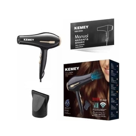 Uscator de par profesional Kemei 3000 W Ionizare, 2 trepte de viteza, 2 temperatura, Concentrator, Negru - imagine 2