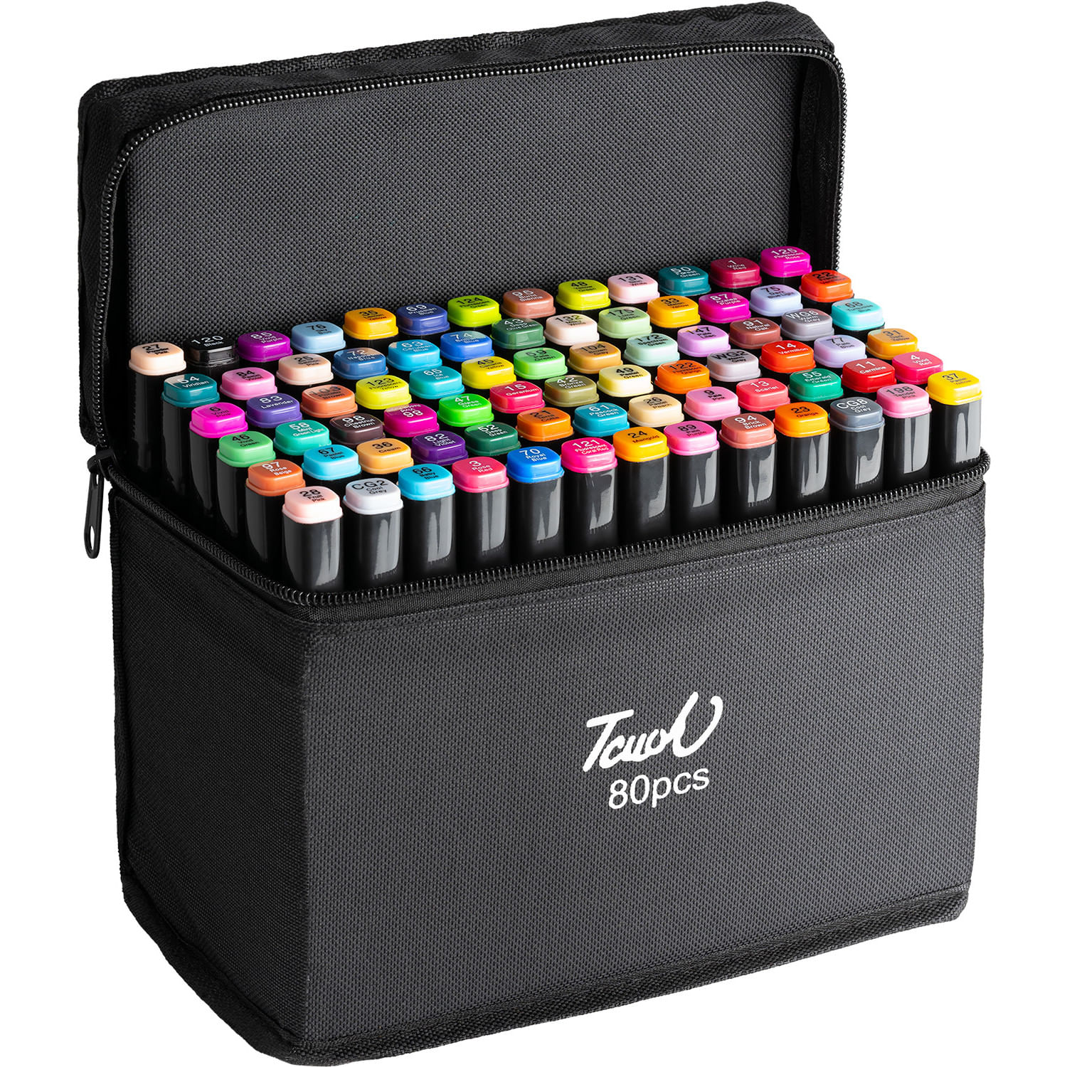 Set 80 de carioci profesionale, cu cerneala pe baza de alcool, cap dublu