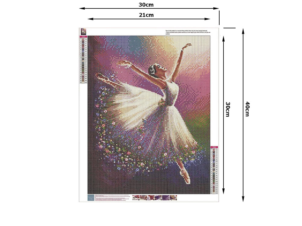 Set De Broderie Cu Diamante 5d, 30x40cm, Multicolor, Model Balerina - 3 | YEO