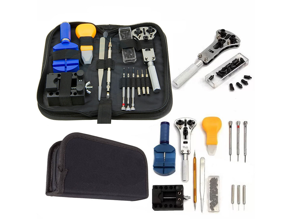 Kit de Ceasornicar - Unelte de Reparat Ceasuri cu Carcasa Eleganta de Panza