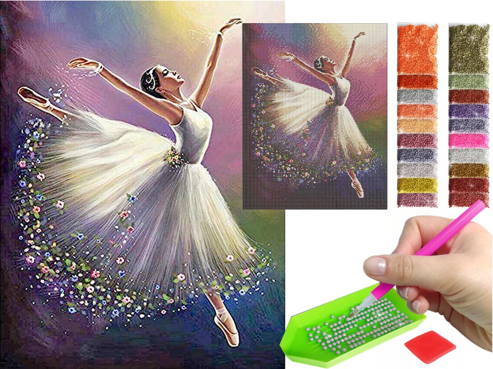 Set De Broderie Cu Diamante 5d, 30x40cm, Multicolor, Model Balerina - 1 | YEO