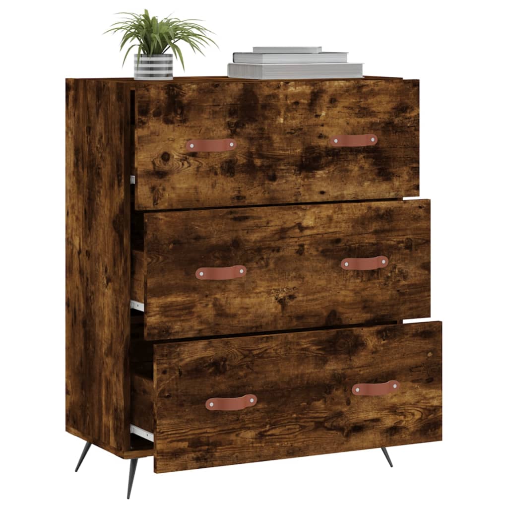 Comoda cu sertare, stejar afumat, 69,5x34x90 cm, lemn prelucrat — imaginea 4