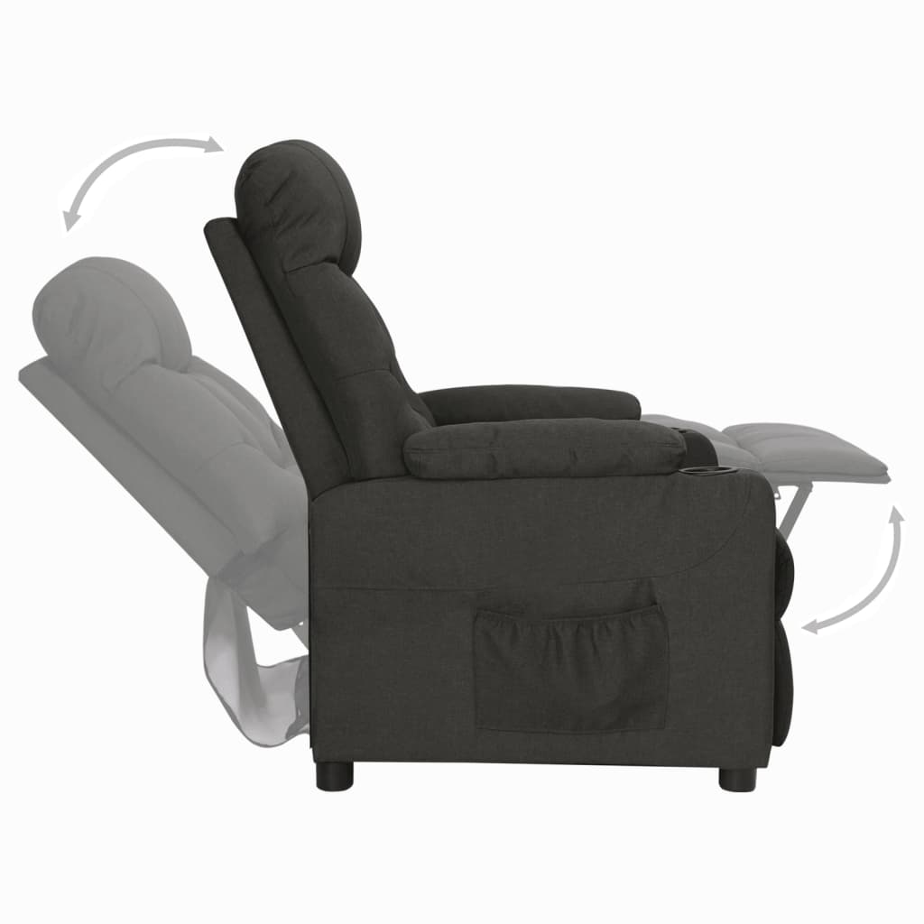 Fotoliu rabatabil, negru, material textil — imaginea 5