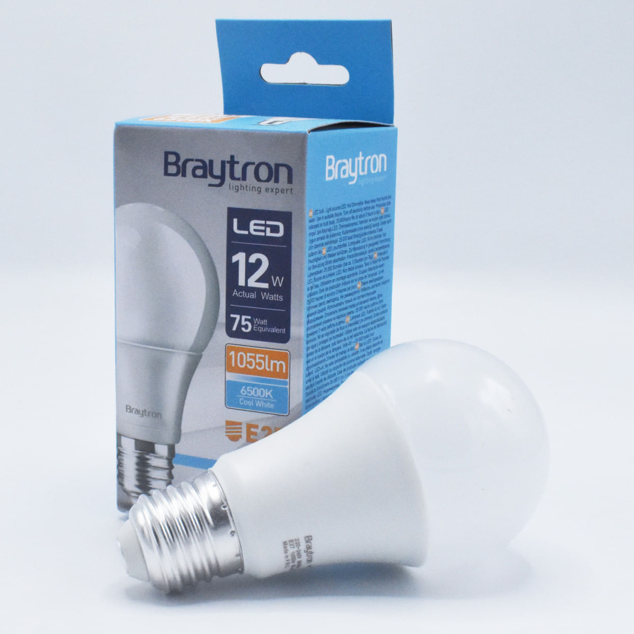 Bec led 12W (75W), E27, A60, 1055 lm, lumina rece (6500K), opal, Braytron