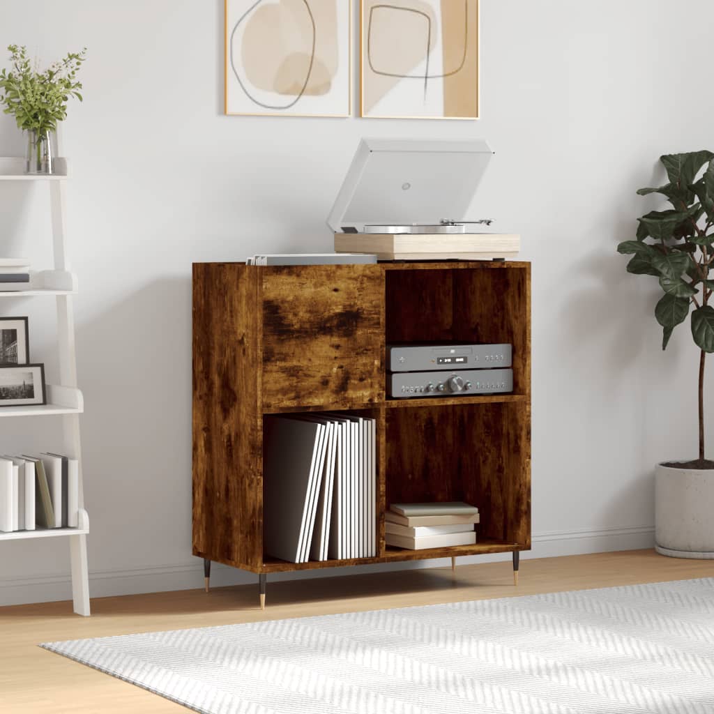 Dulap pentru discuri stejar fumuriu 84,5x38x89 cm lemn compozit — imaginea 2