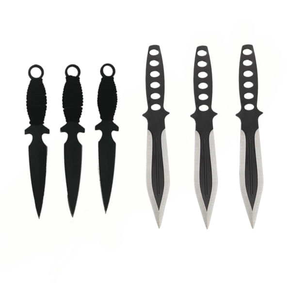 Set 3 cutite de aruncat Ballistic Blades si trei cutite de aruncat, Black Fury, IdeallStore®, otel inoxidabil