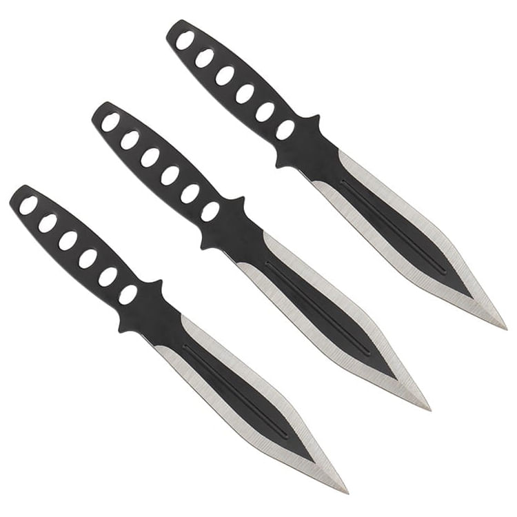 Set 3 cutite de aruncat Ballistic Blades si trei cutite de aruncat, Black Fury, IdeallStore®, otel inoxidabil - 3 | YEO