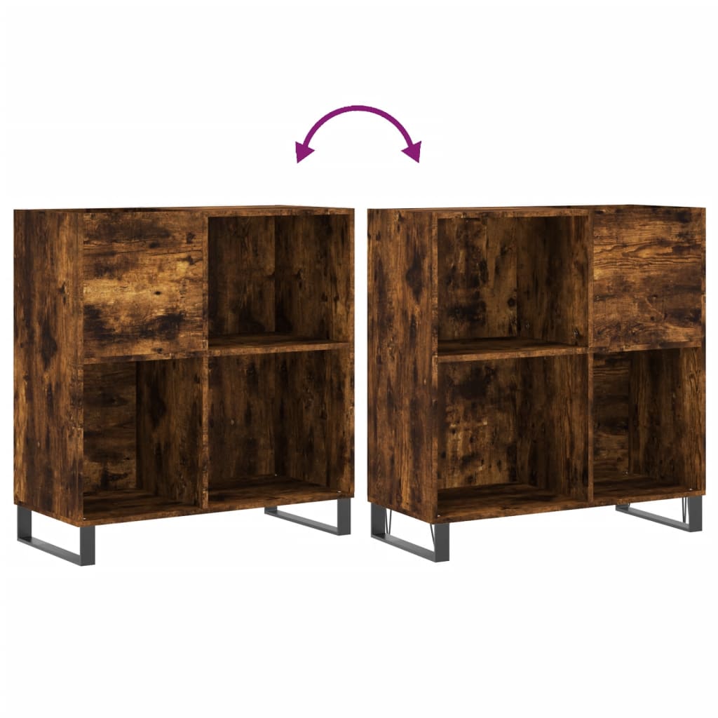 Dulap pentru discuri stejar fumuriu 84,5x38x89 cm lemn compozit — imaginea 7